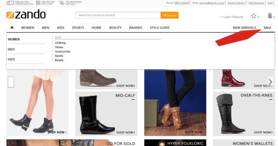 Screenshot of Zando shoes for sale
